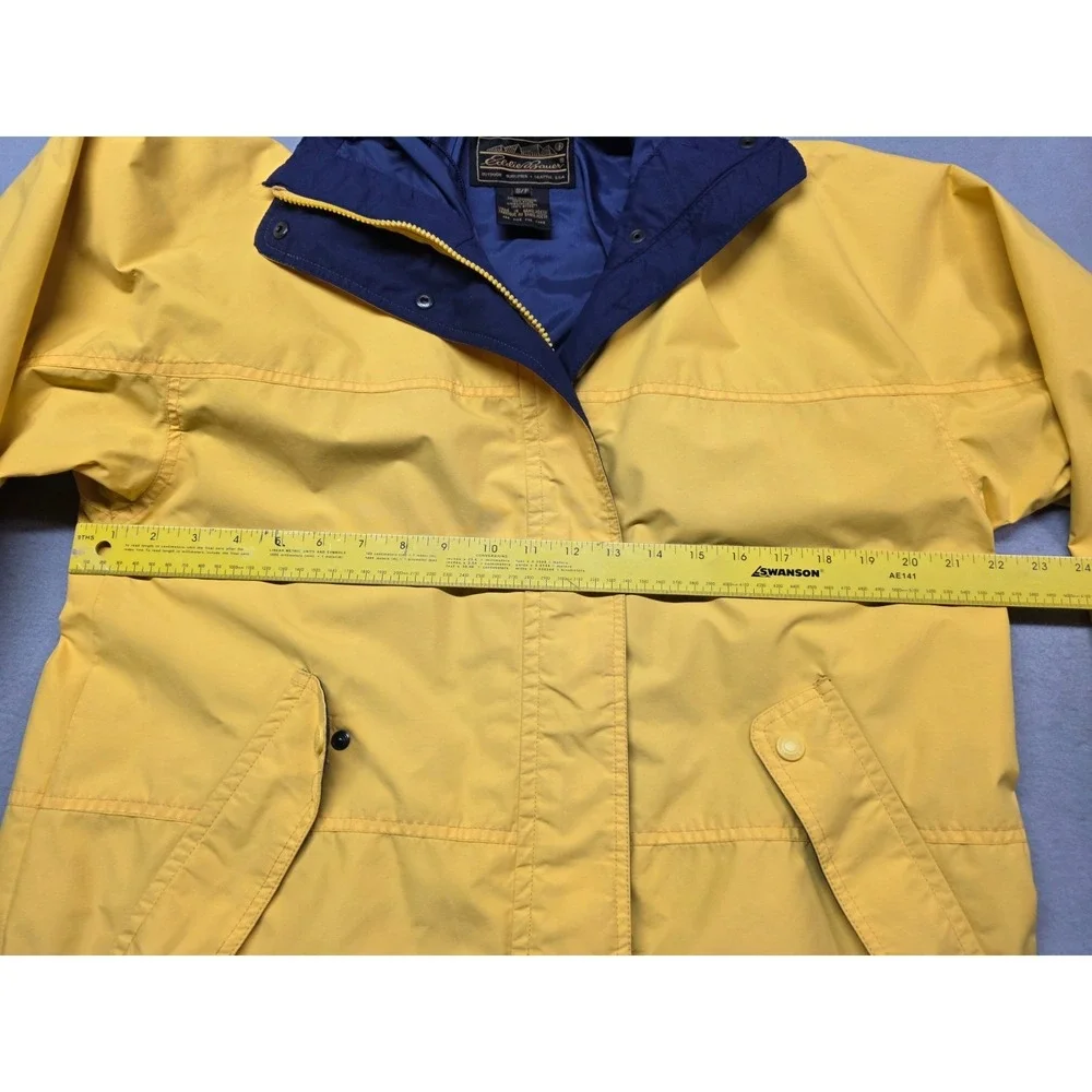 Eddie Bauer Jacket Mens Small Yellow GORE-TEX Hooded Parka‎ Waterproof Rain Coat